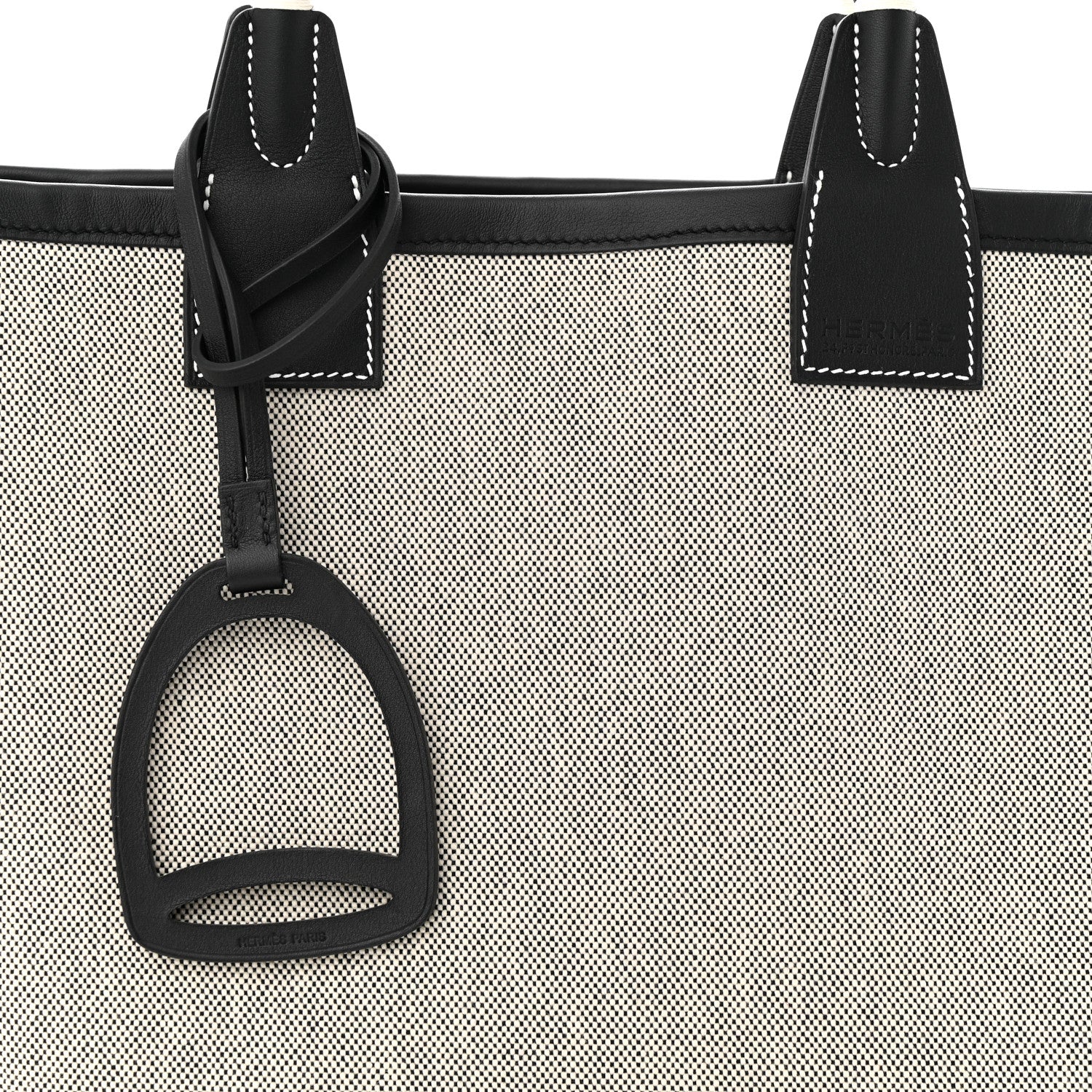 Hermes Military Toile Canvas Swift Steeple 25 Bag Ecru Black 9 of 12