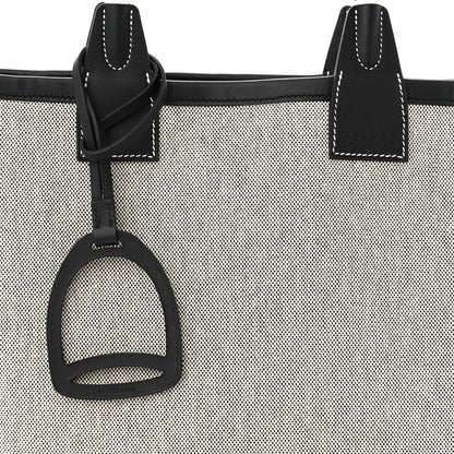 Hermes Military Toile Canvas Swift Steeple 25 Bag Ecru Black 9 of 12