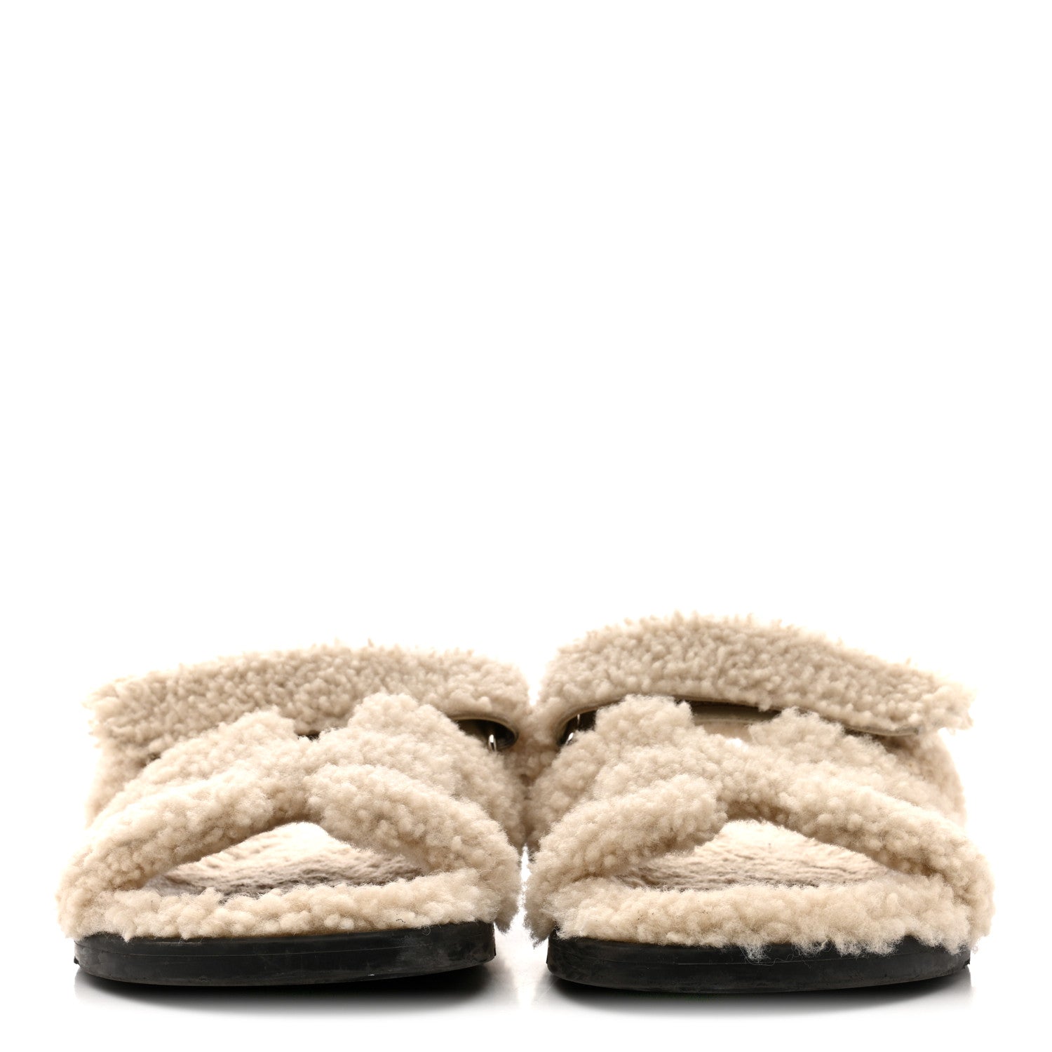 Hermes Woolskin Womens Chypre Sandals 40 Ecru 3 of 9