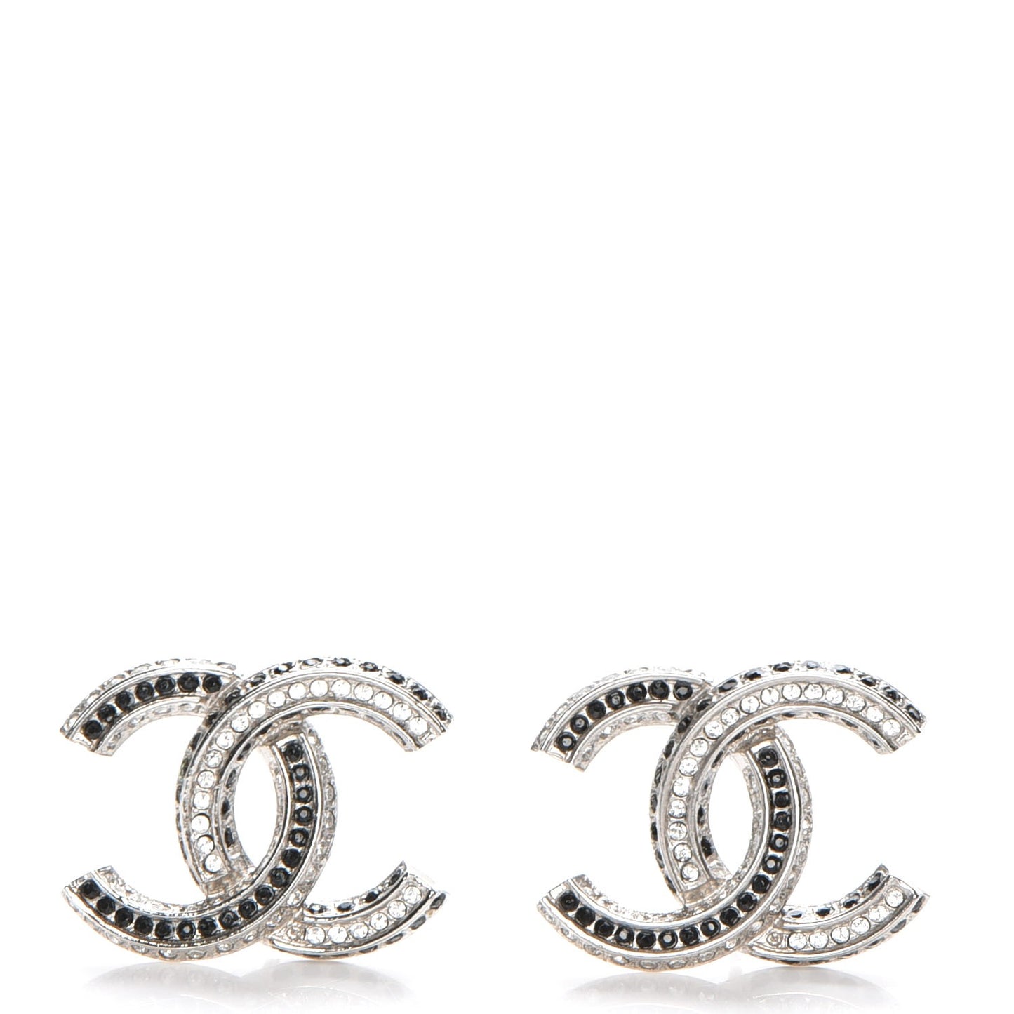 Crystal CC Earrings Silver Black