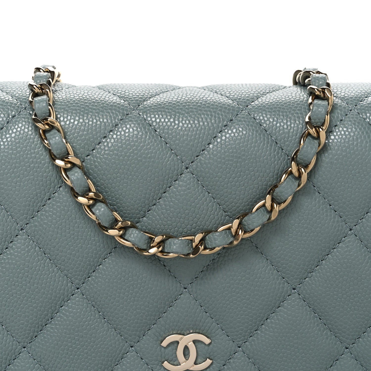 Chanel Caviar Quilted Wallet on Chain WOC Grey 8 of 11