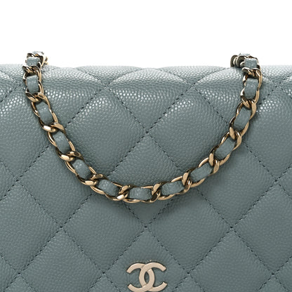 Chanel Caviar Quilted Wallet on Chain WOC Grey 8 of 11