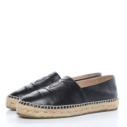 Chanel Lambskin CC Espadrilles 36 Black 3 of 10