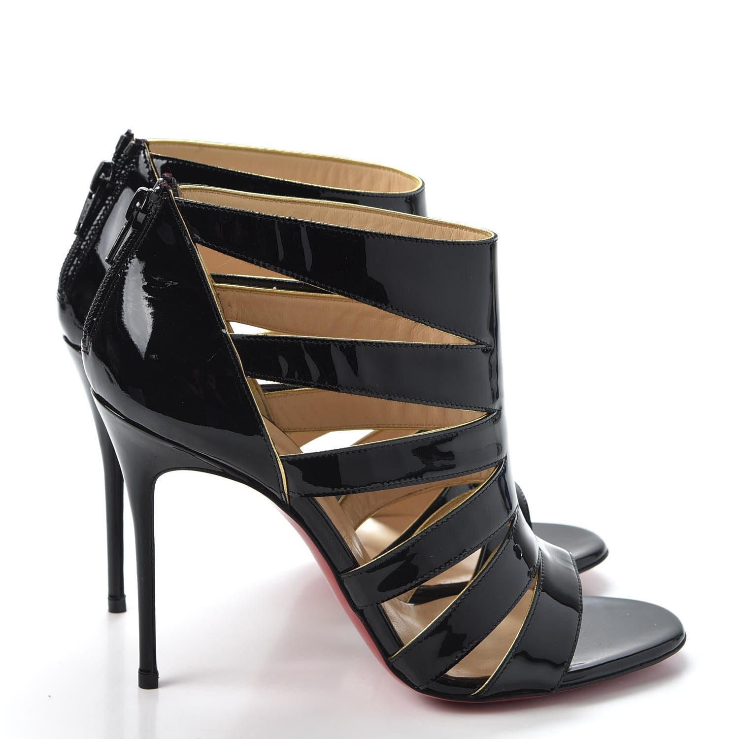 Christian Louboutin Patent Beauty K 100 Cage Sandals 38 Black 4 of 10