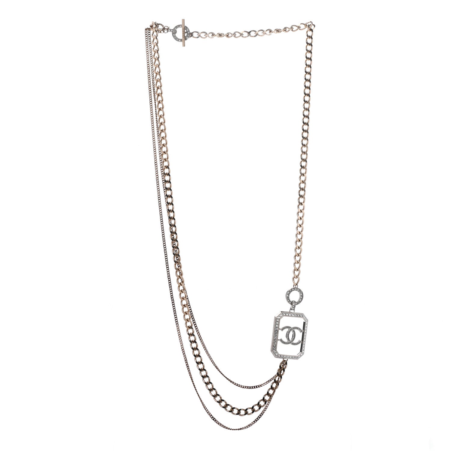 Chanel Crystal Chain CC Multi Strand Necklace Gold 3 of 6