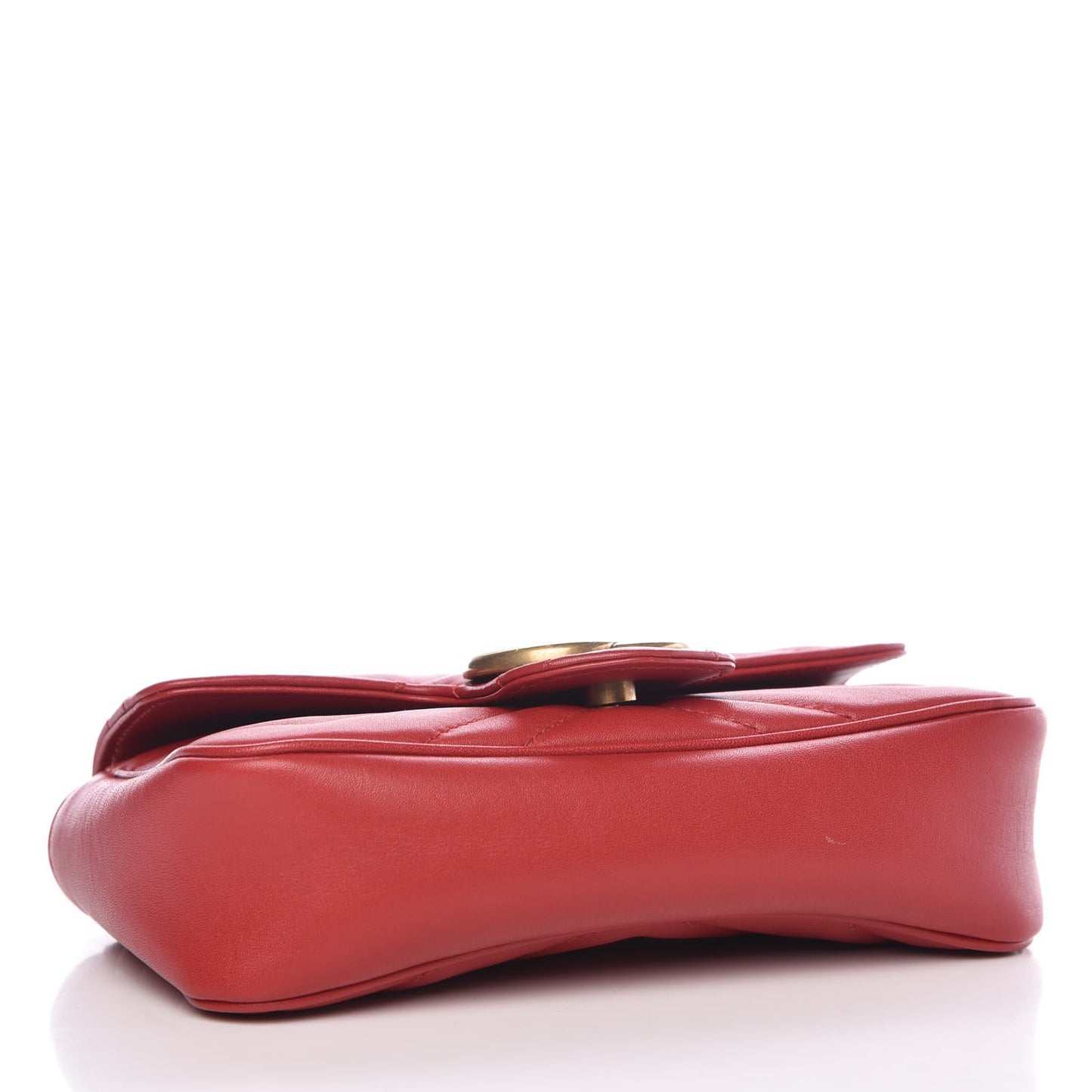 Calfskin Matelasse Super Mini GG Marmont Shoulder Bag Hibiscus Red