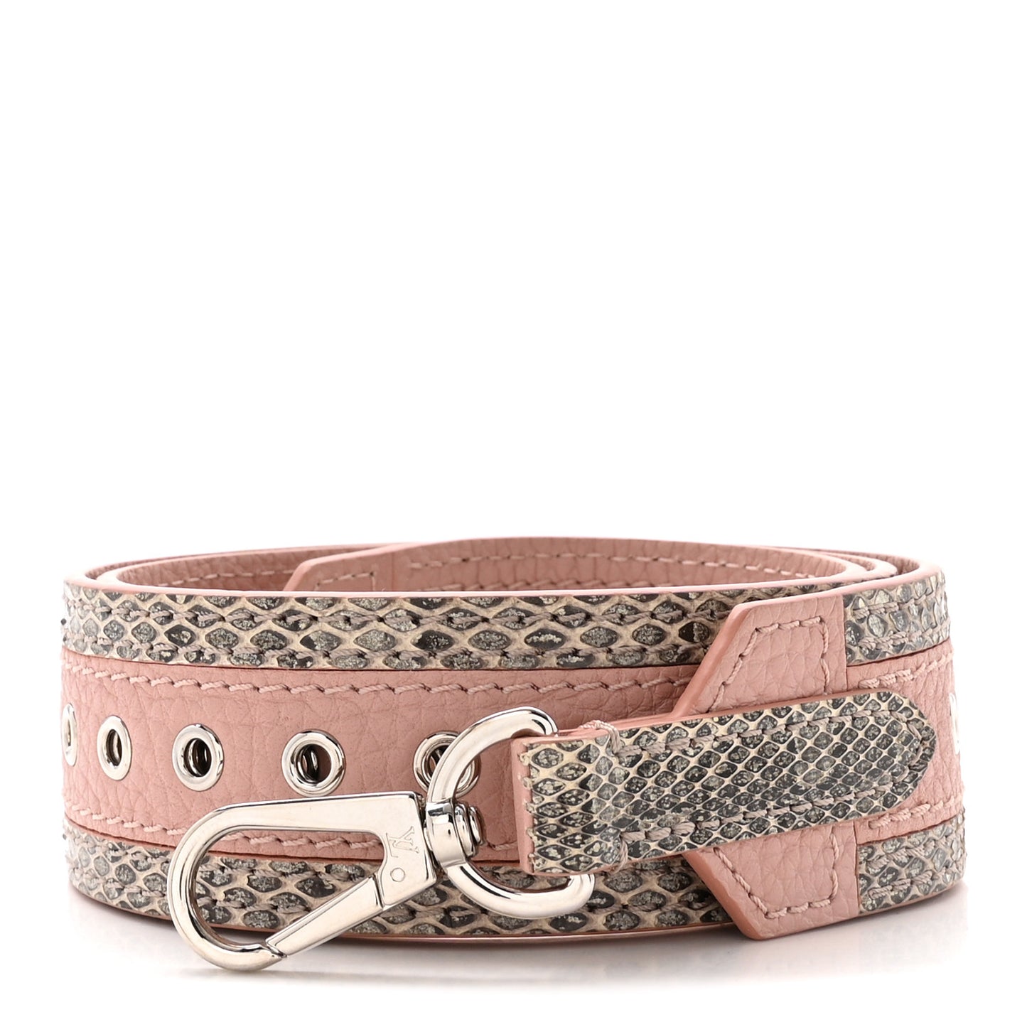 Watersnake Calfskin Bandouliere Shoulder Strap Pink Natural