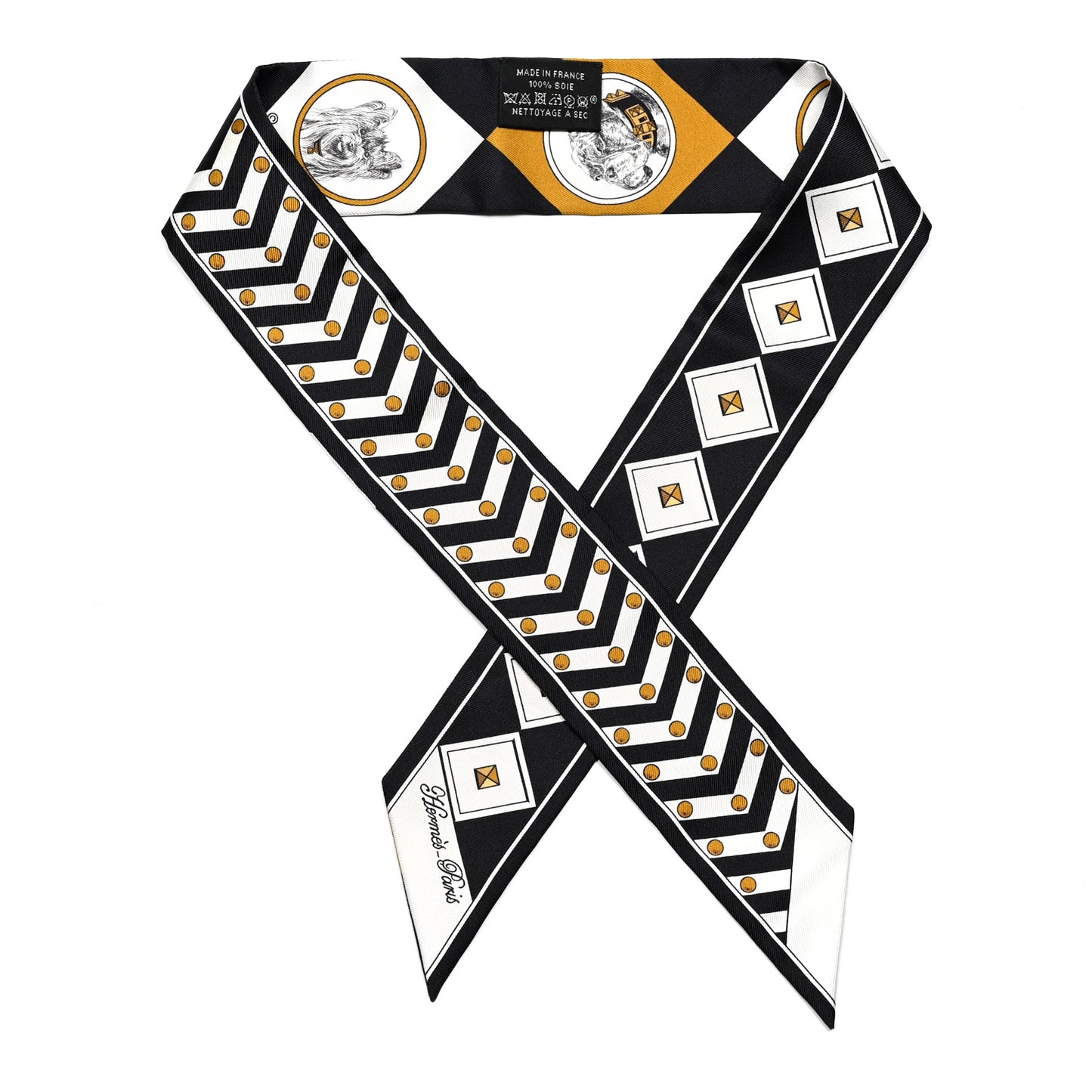 Silk Colliers Et Chiens Twilly Black Gold White