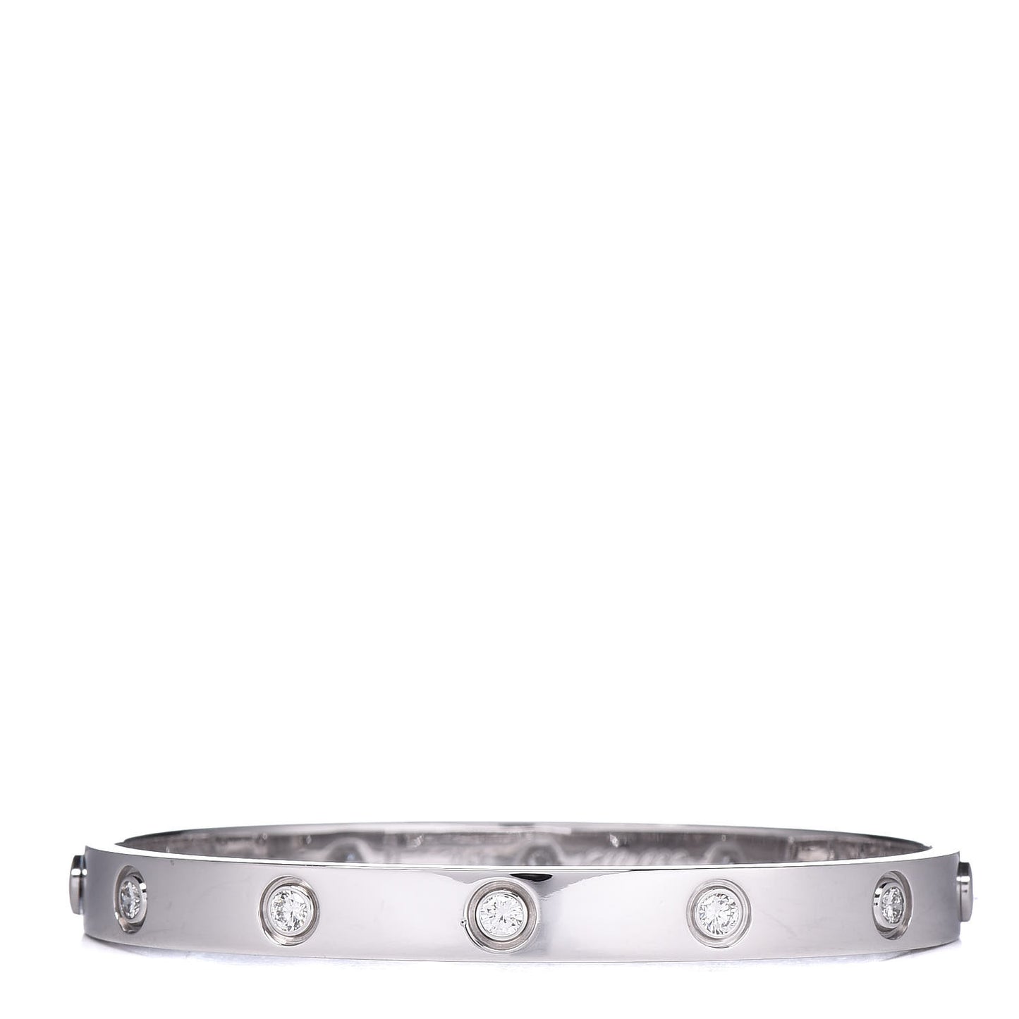 18K White Gold 10 Diamond LOVE Bracelet 17