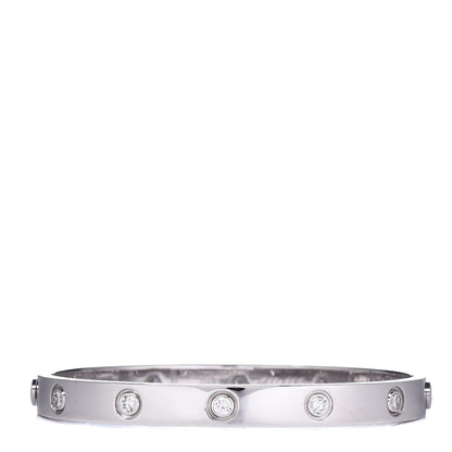 Cartier 18K White Gold 10 Diamond LOVE Bracelet 17 1 of 6