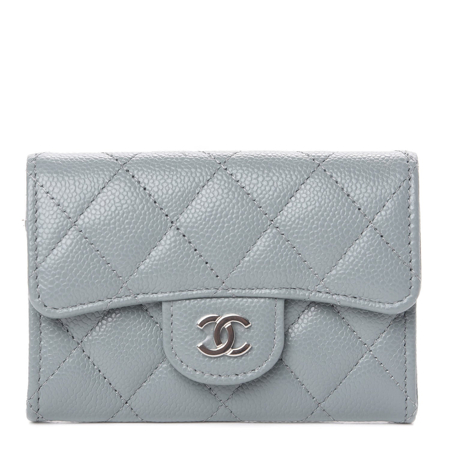 Chanel Caviar Quilted Flap Card Holder Wallet Blue 1 of 7