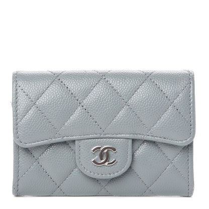 Chanel Caviar Quilted Flap Card Holder Wallet Blue 1 of 7