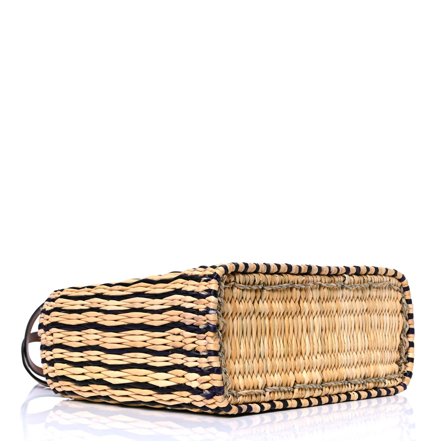 Raffia Paula's Ibiza Reed Square Basket Tote Bag Natural Black Pecan