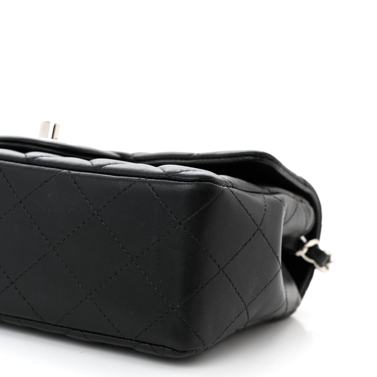 Lambskin Quilted Mini Rectangular Flap Black