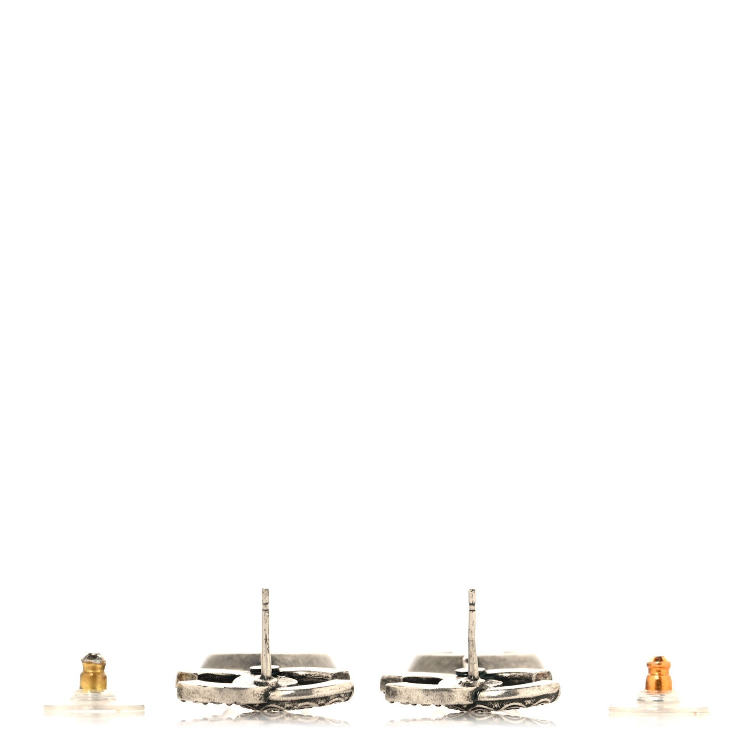 Chanel Crystal CC Tear Drop Earrings Silver 3 of 5