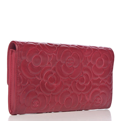 Chanel Lambskin Embossed Camellia Large Gusset Flap Wallet Pink 3 of 17