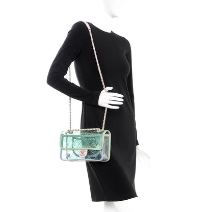 Chanel Lambskin PVC Quilted Medium Coco Splash Flap Blue Green 2 of 8