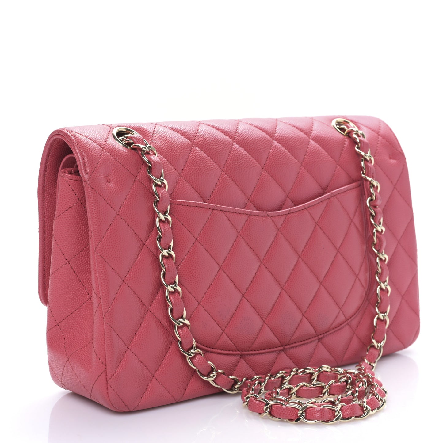 Caviar Quilted Medium Double Flap Dark Pink