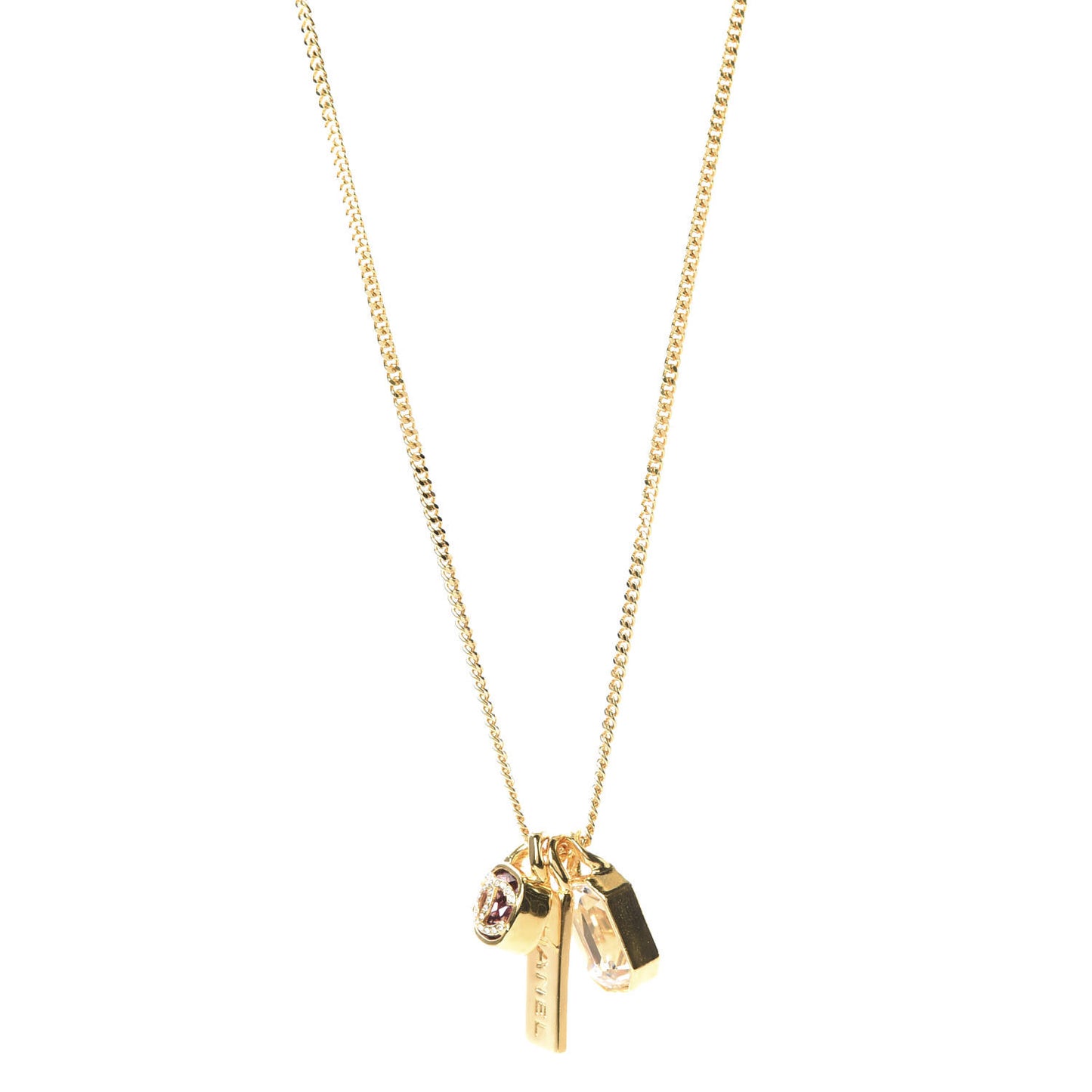 Metal Crystal Charm Necklace Purple Gold