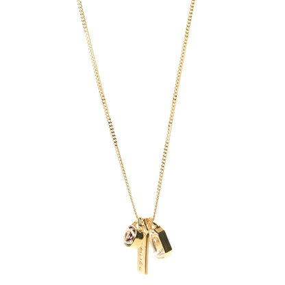Chanel Metal Crystal Charm Necklace Purple Gold 1 of 7