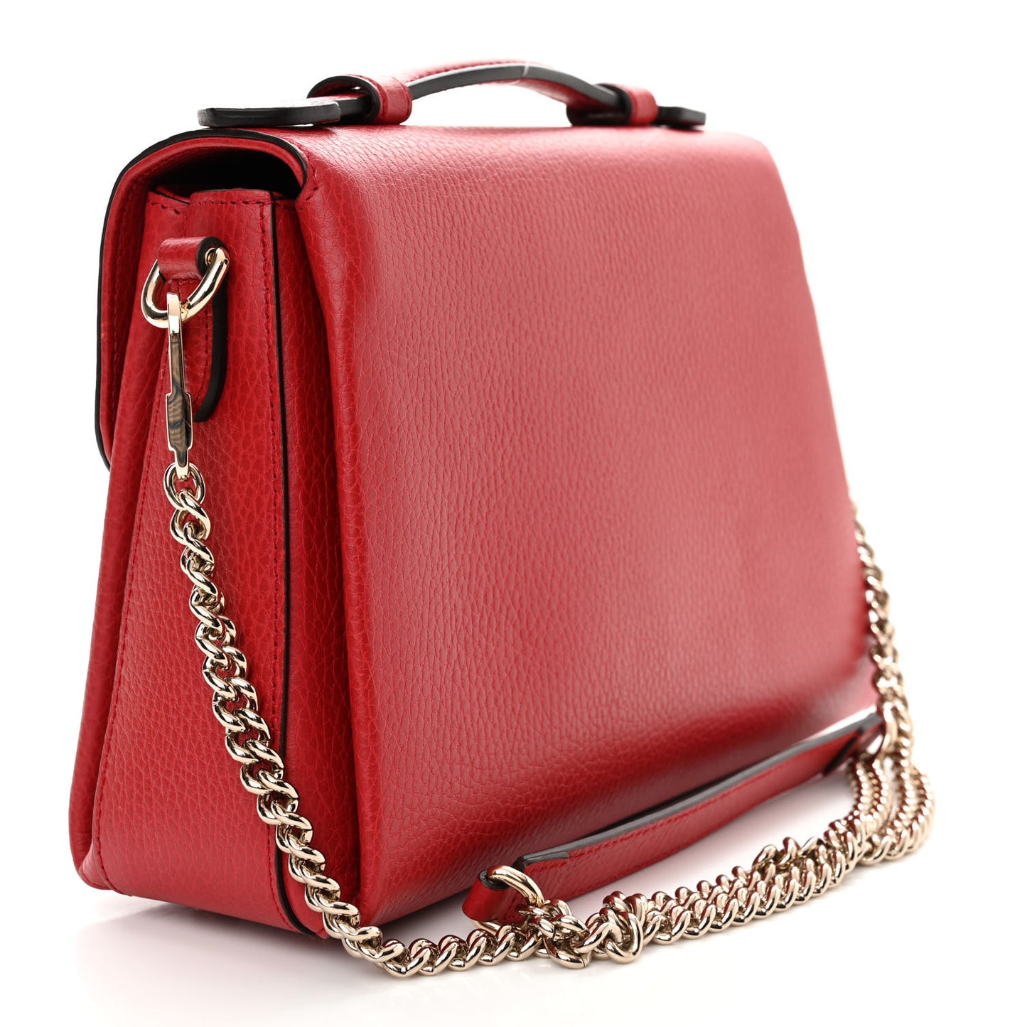 Dollar Calfskin Interlocking G Top Handle Shoulder Bag Red