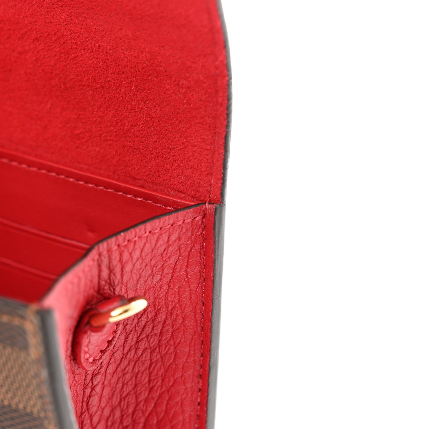 Damier Ebene Croisette Chain Wallet Scarlet