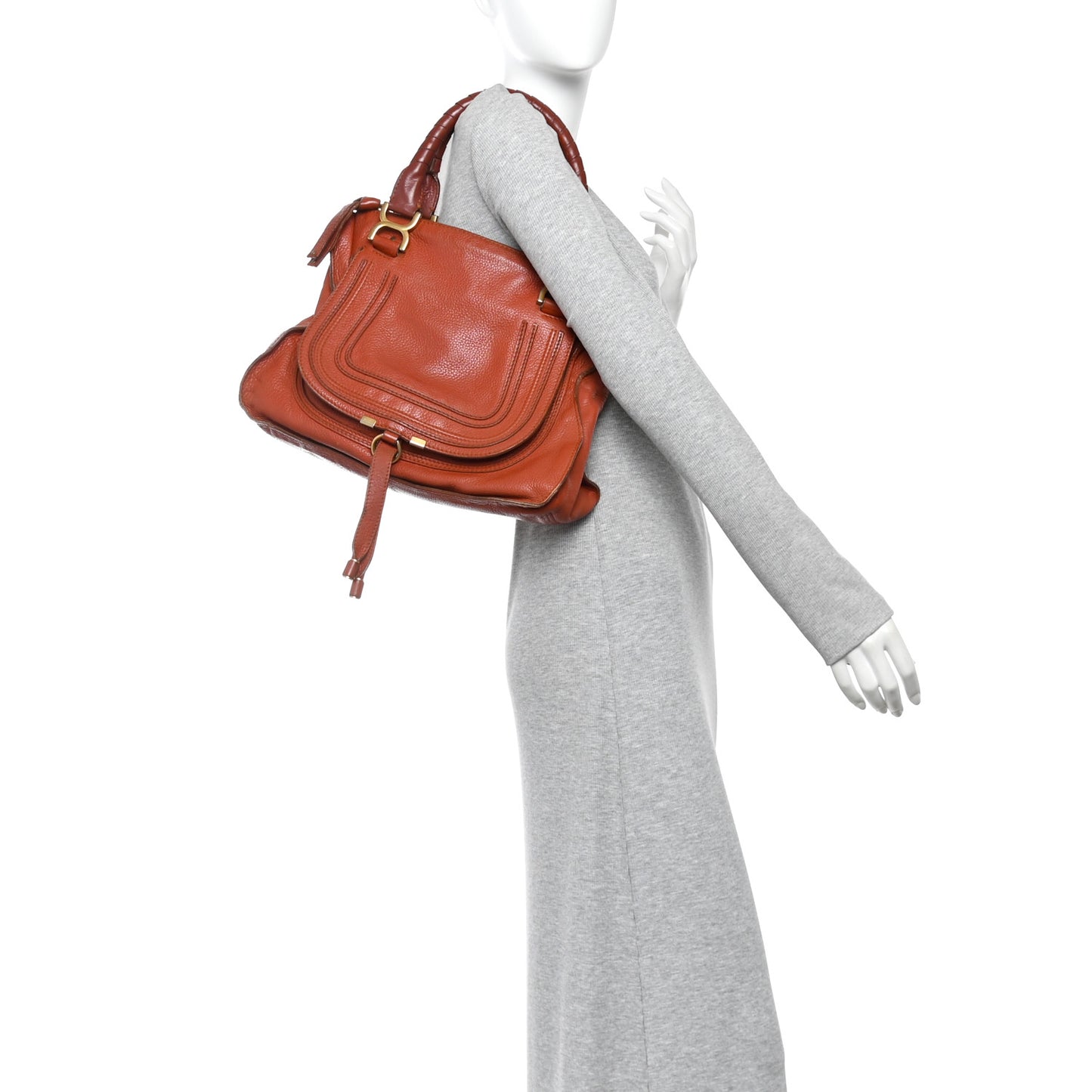 Calfskin Medium Marcie Satchel Brown Delight