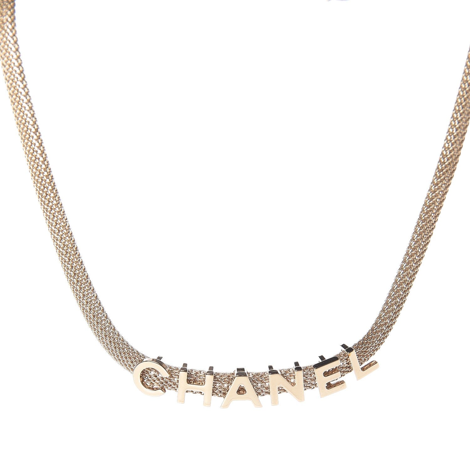 Chanel Mesh Logo Choker Necklace Gold 3 of 5