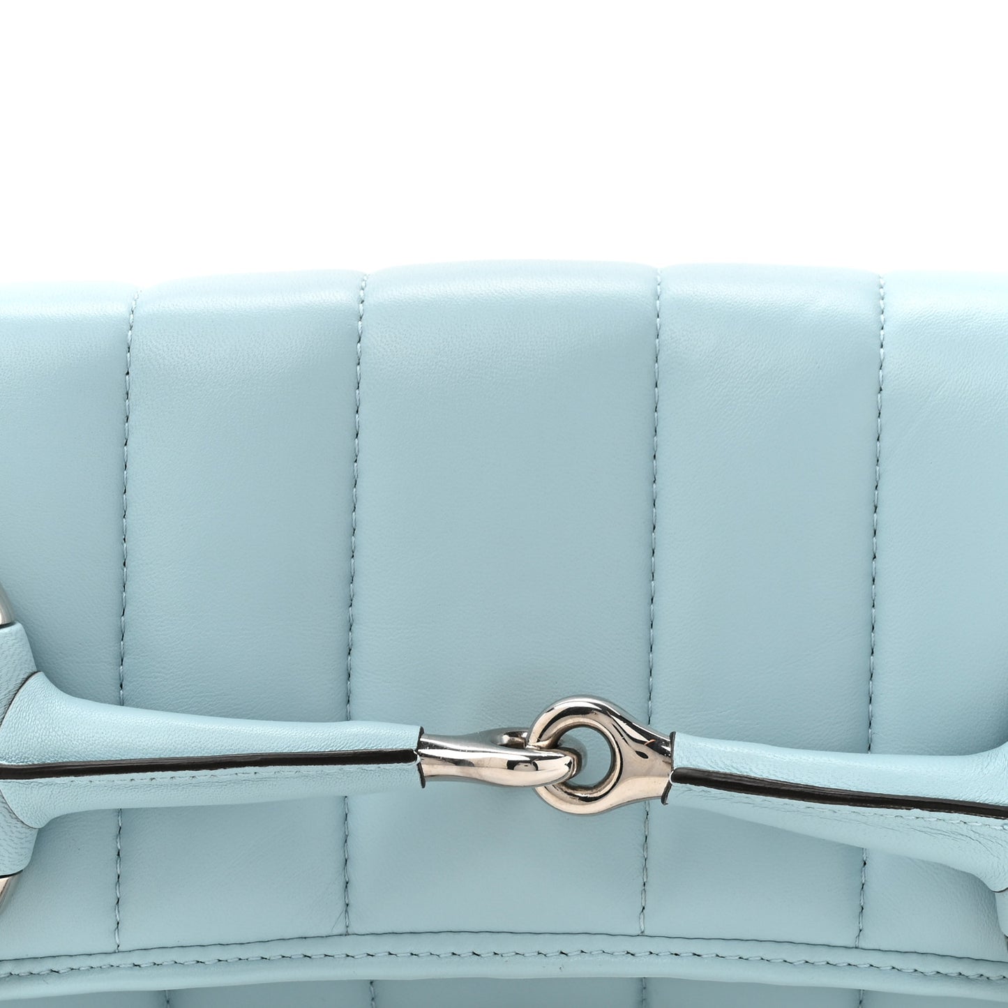 Nappa Vertical Matelasse Medium Maxi Horsebit Chain Shoulder Bag Crystal Snow