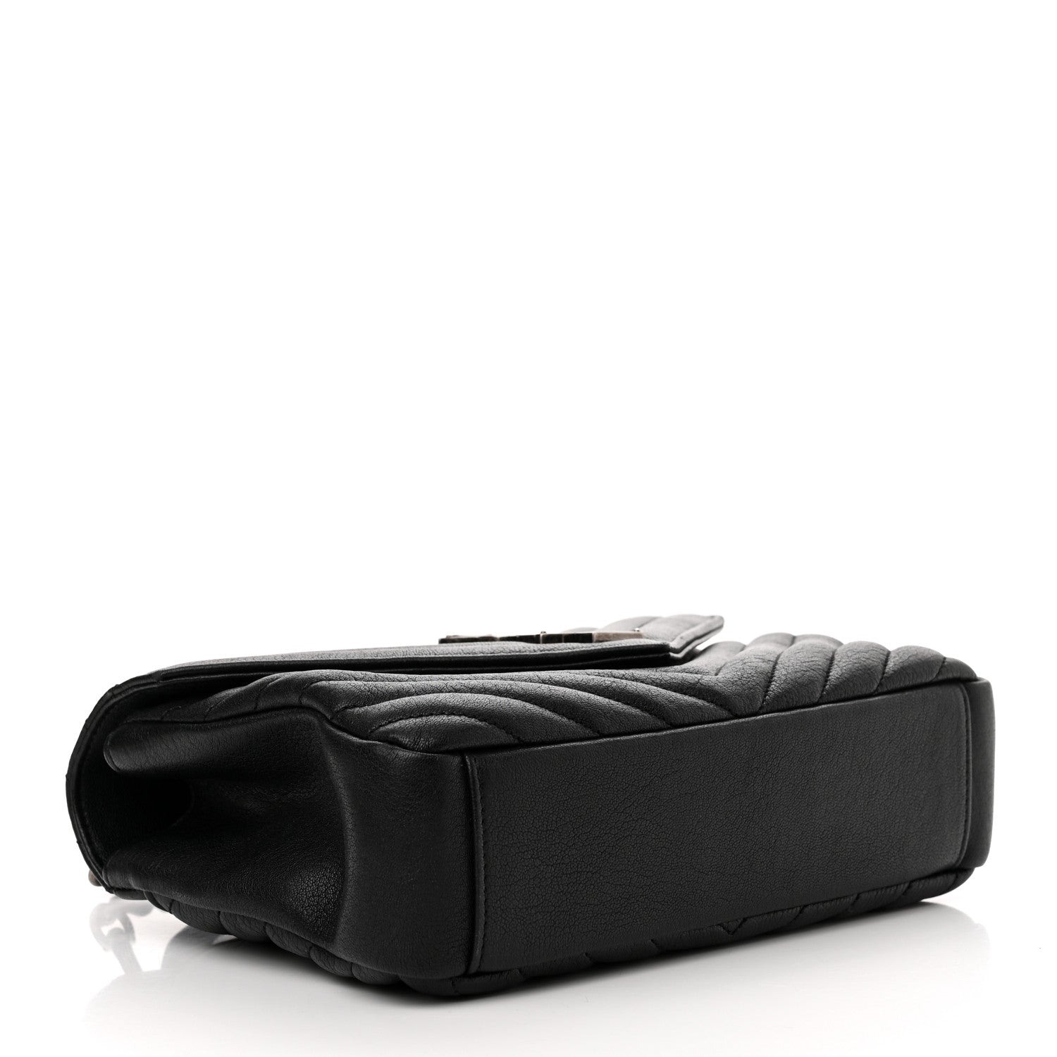 Saint Laurent Sheepskin Matelasse Chevron Monogram Medium College Bag Black 4 of 10