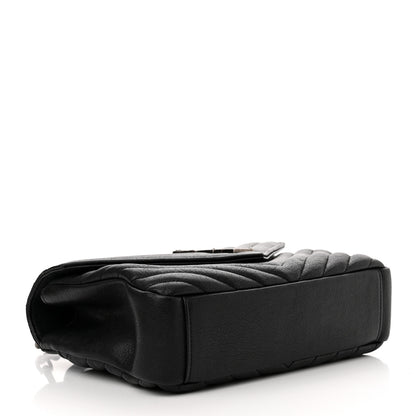 Saint Laurent Sheepskin Matelasse Chevron Monogram Medium College Bag Black 4 of 10