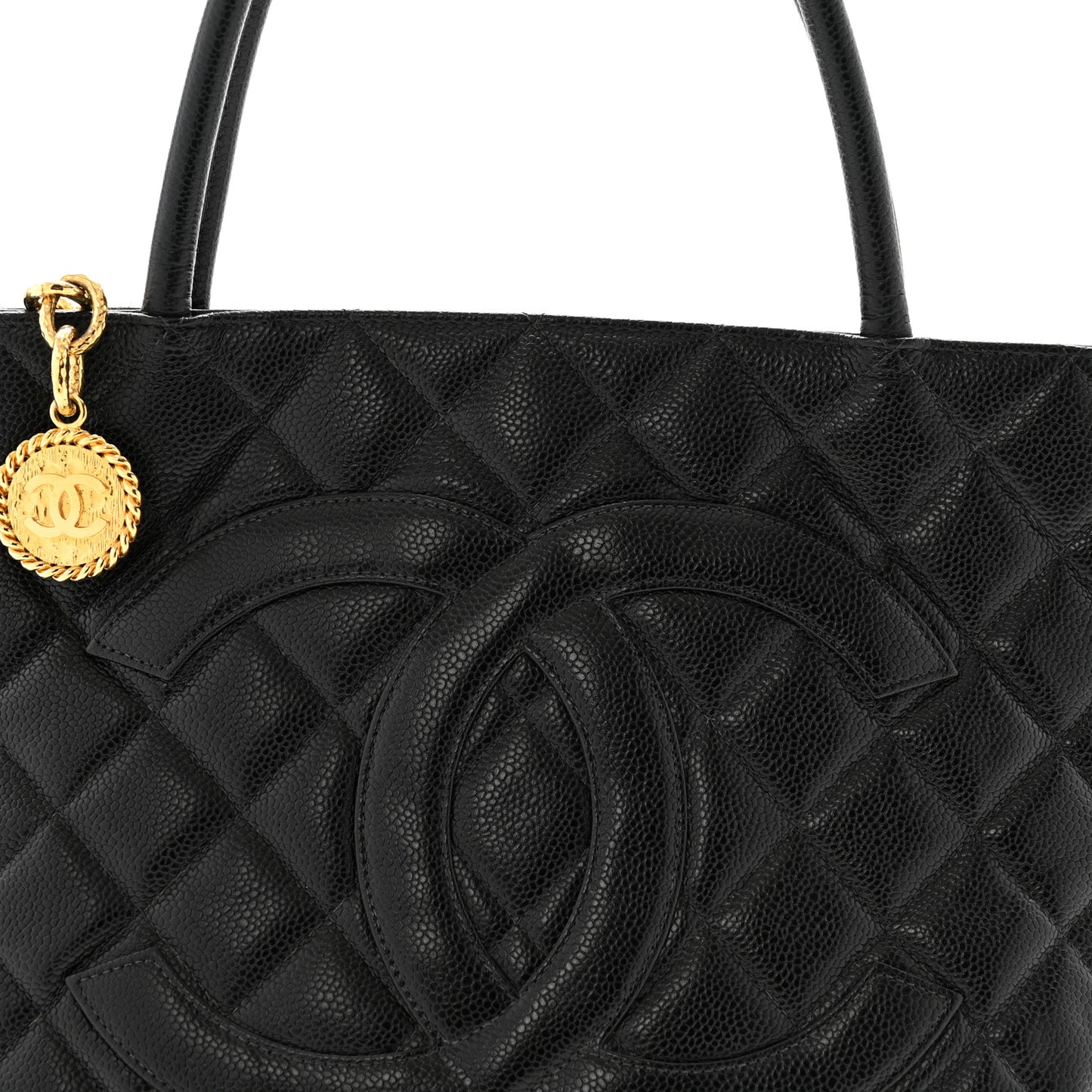 Caviar Quilted Medallion Tote Black