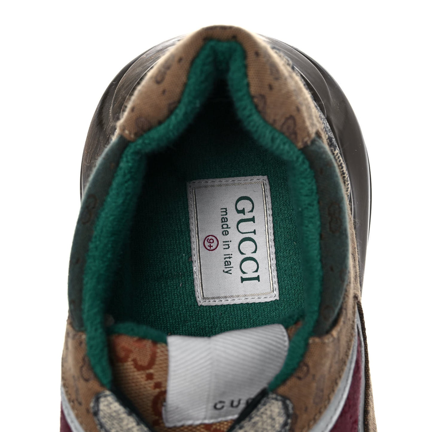 GG Supreme Monogram Mix Monogram Womens Rhyton Sneakers 42 Bordeaux Beige Ebony