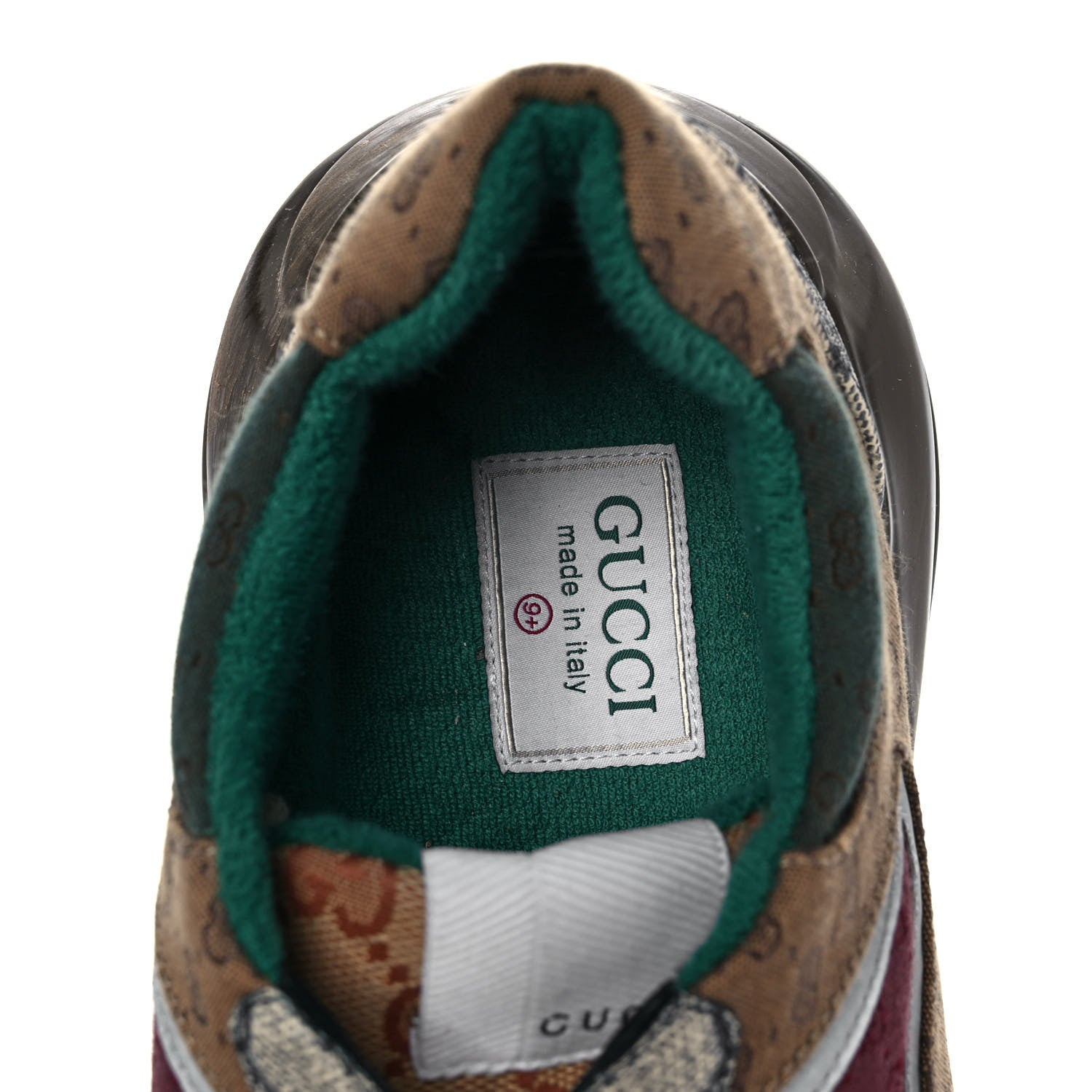 Gucci GG Supreme Monogram Mix Monogram Womens Rhyton Sneakers 42 Bordeaux Beige Ebony 8 of 8