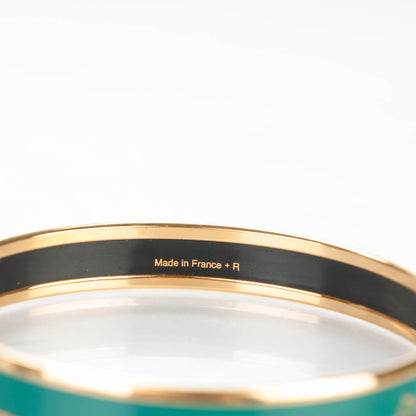 Hermes Enamel Printed Narrow Caleche Bracelet 65 Malachite 4 of 6