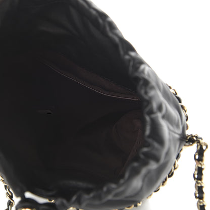 Chanel Lambskin Bucket Chain Drawstring Bag Black 5 of 11