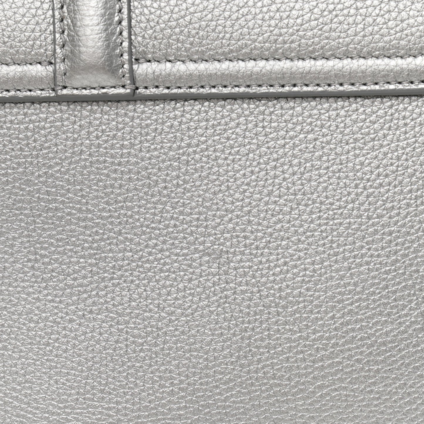 Laminated Grained Calfskin Small 16 Top Handle Bag Silver
