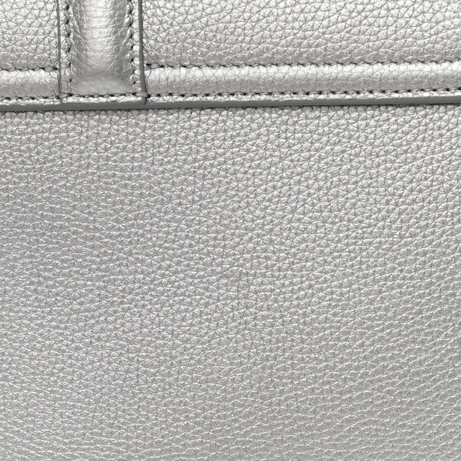 Celine Laminated Grained Calfskin Small 16 Top Handle Bag Silver 15 of 17