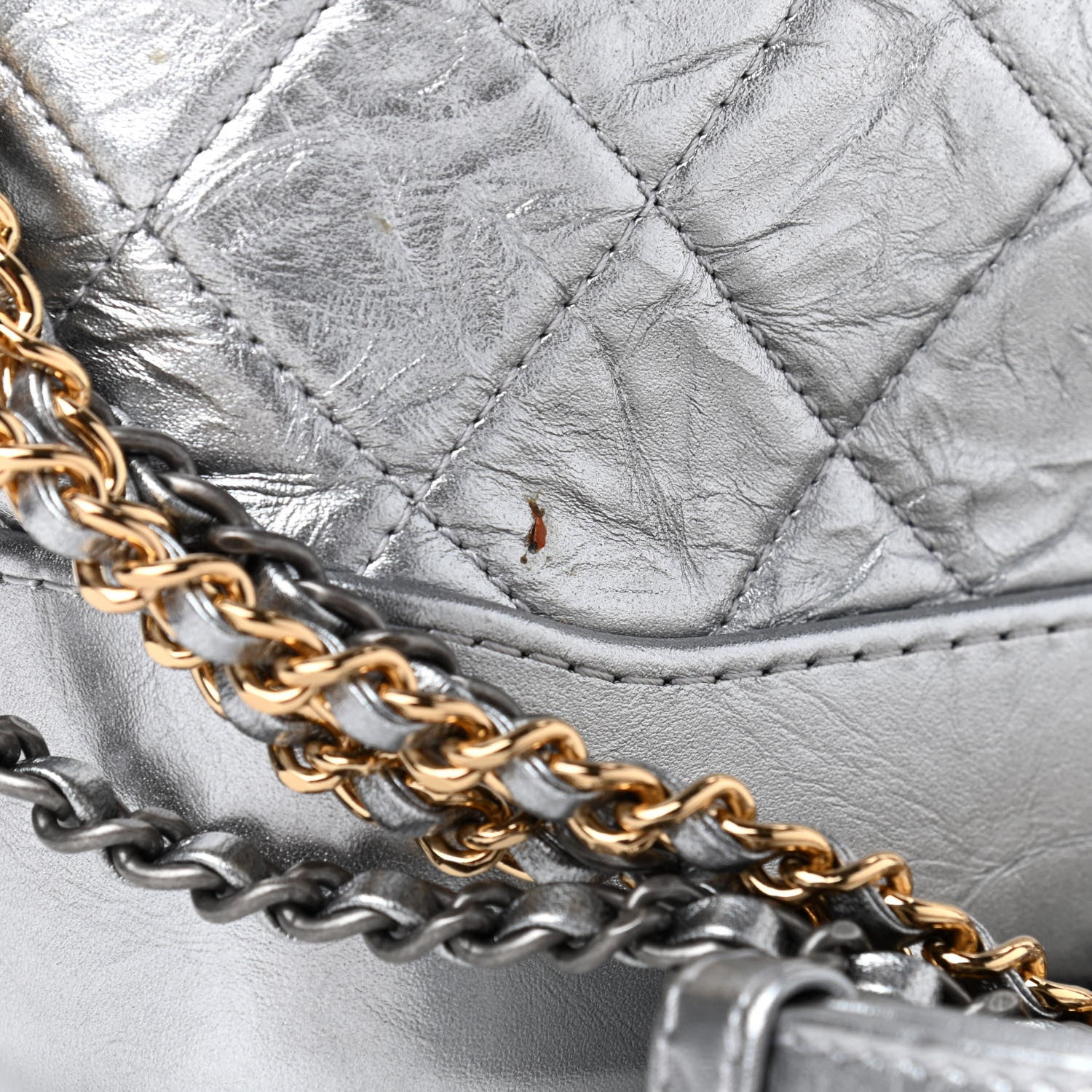 Chanel Metallic Aged Calfskin Quilted Small Gabrielle Hobo Silver 11 of 12
