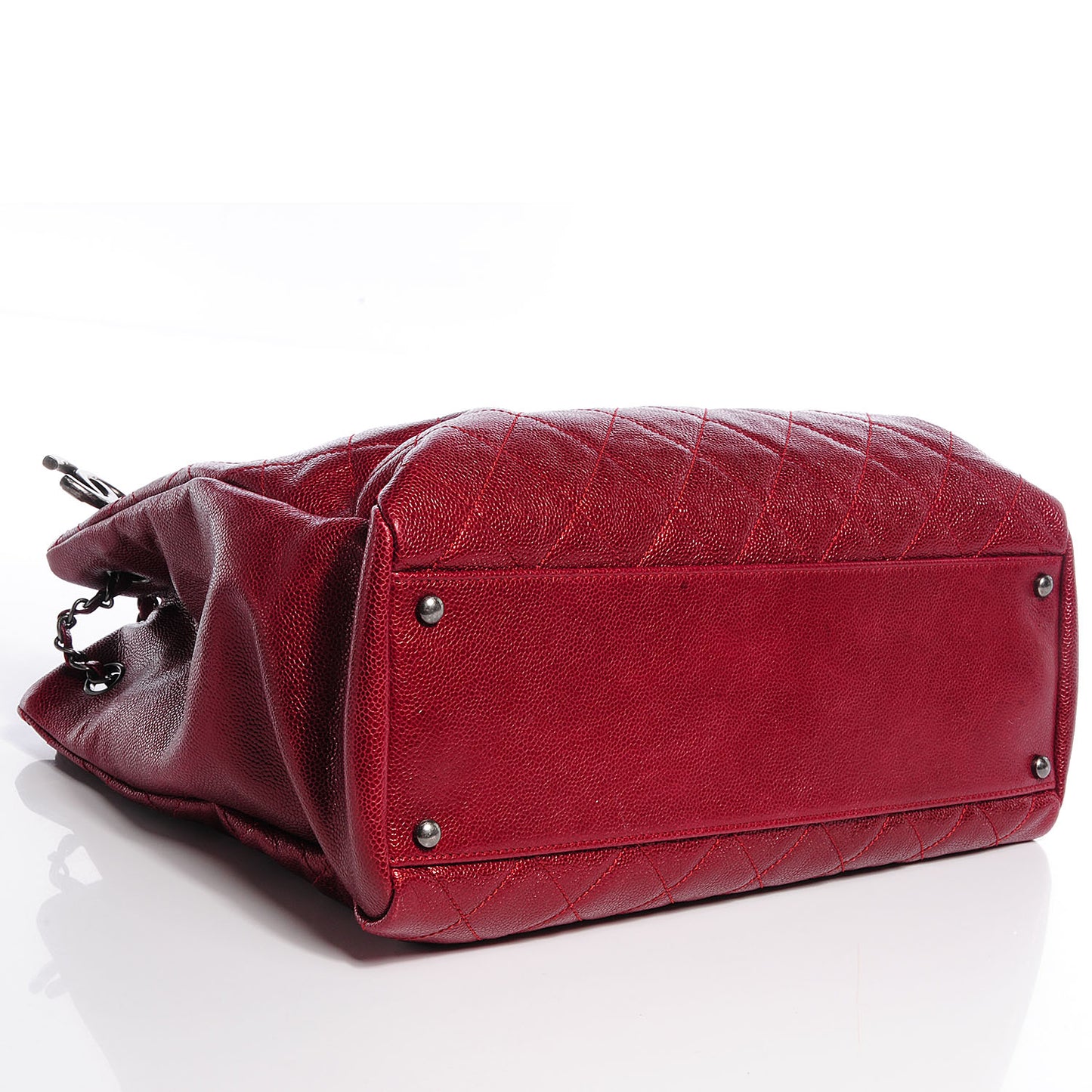 Iridescent Caviar Quilted Tall Chic Shopping Tote Red