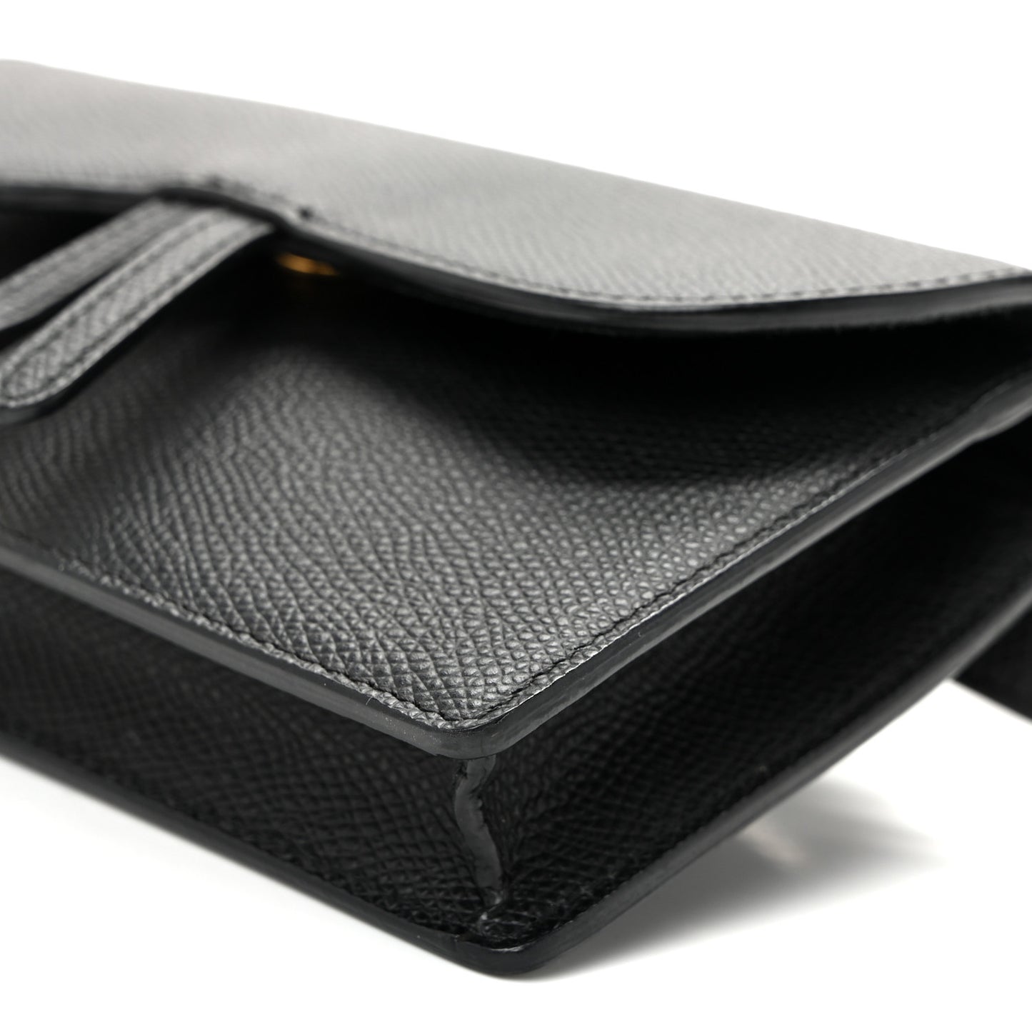 Grained Calfskin Saddle Belt Bag Black