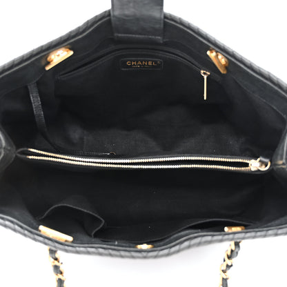 Chanel Wrinkled Lambskin Chevron Quilted Large Surpique Tote Black 5 of 12