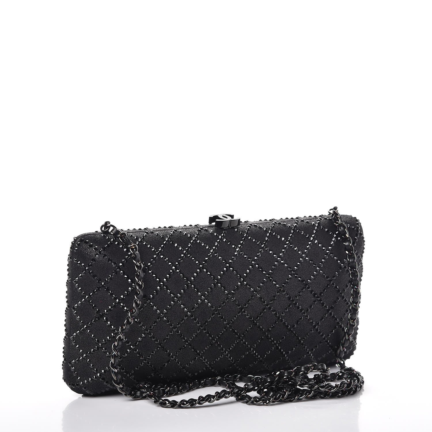 Chanel Iridescent Lambskin Crystal Quilted Clutch Black 3 of 10