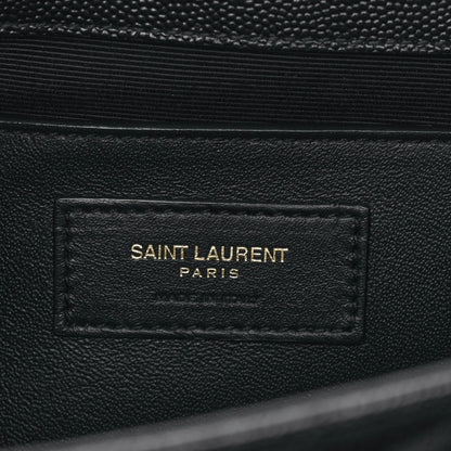 Saint Laurent Grain De Poudre Matelasse Chevron Medium Monogram Satchel Black 6 of 9