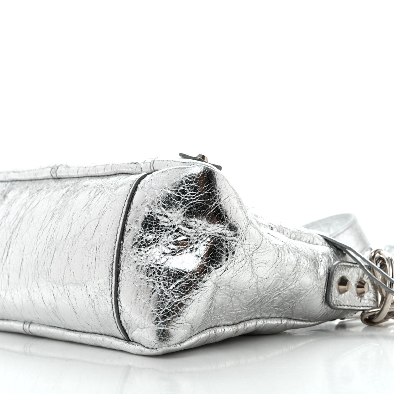 Balenciaga Metallized Agneau Arena Classic Hardware Mini Le City Moto Silver 9 of 11