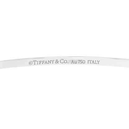 Tiffany 18K White Gold Diamond T Hinged Wire Bangle Bracelet 3 of 4