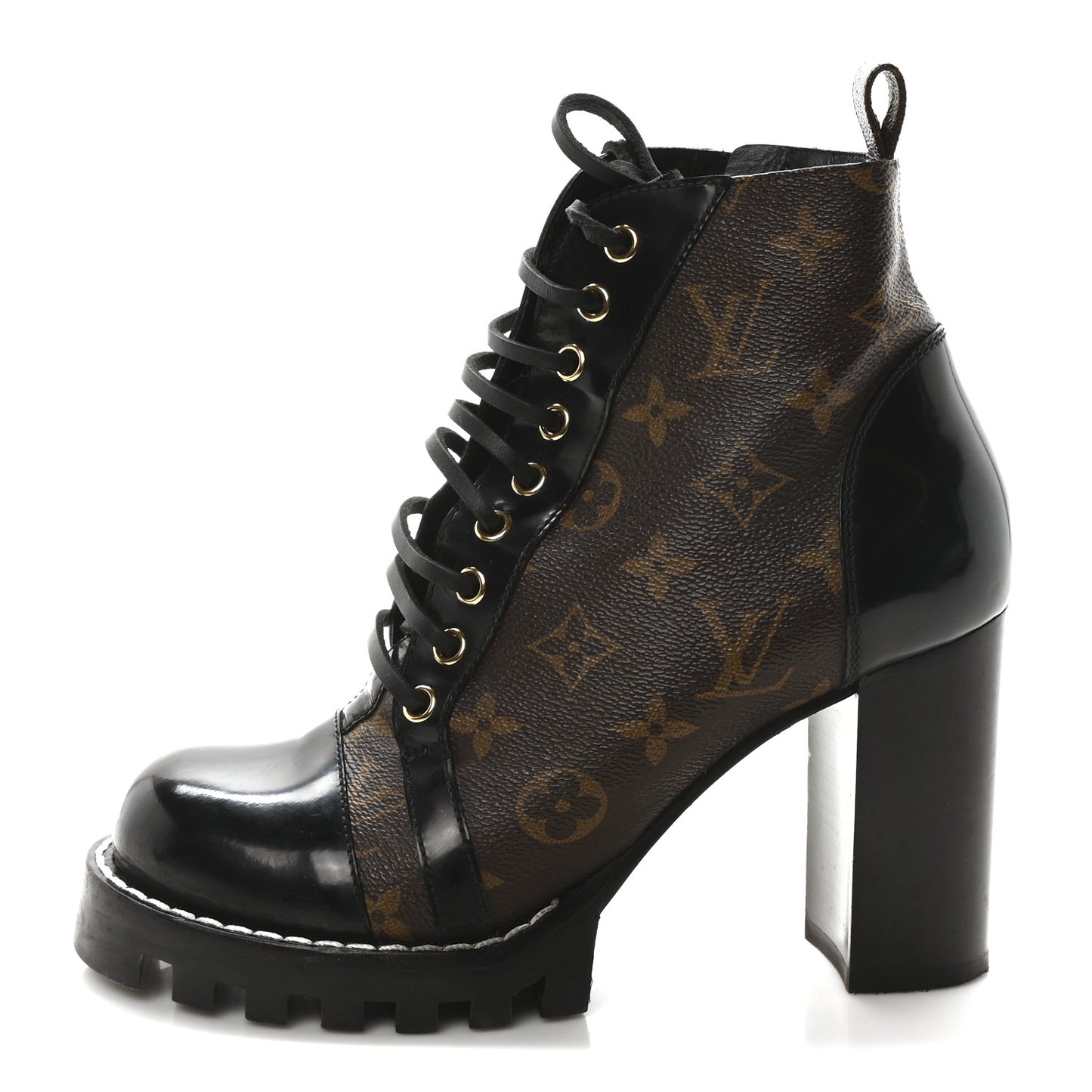 Patent Calfskin Monogram Star Trail Ankle Boots 38.5 Black