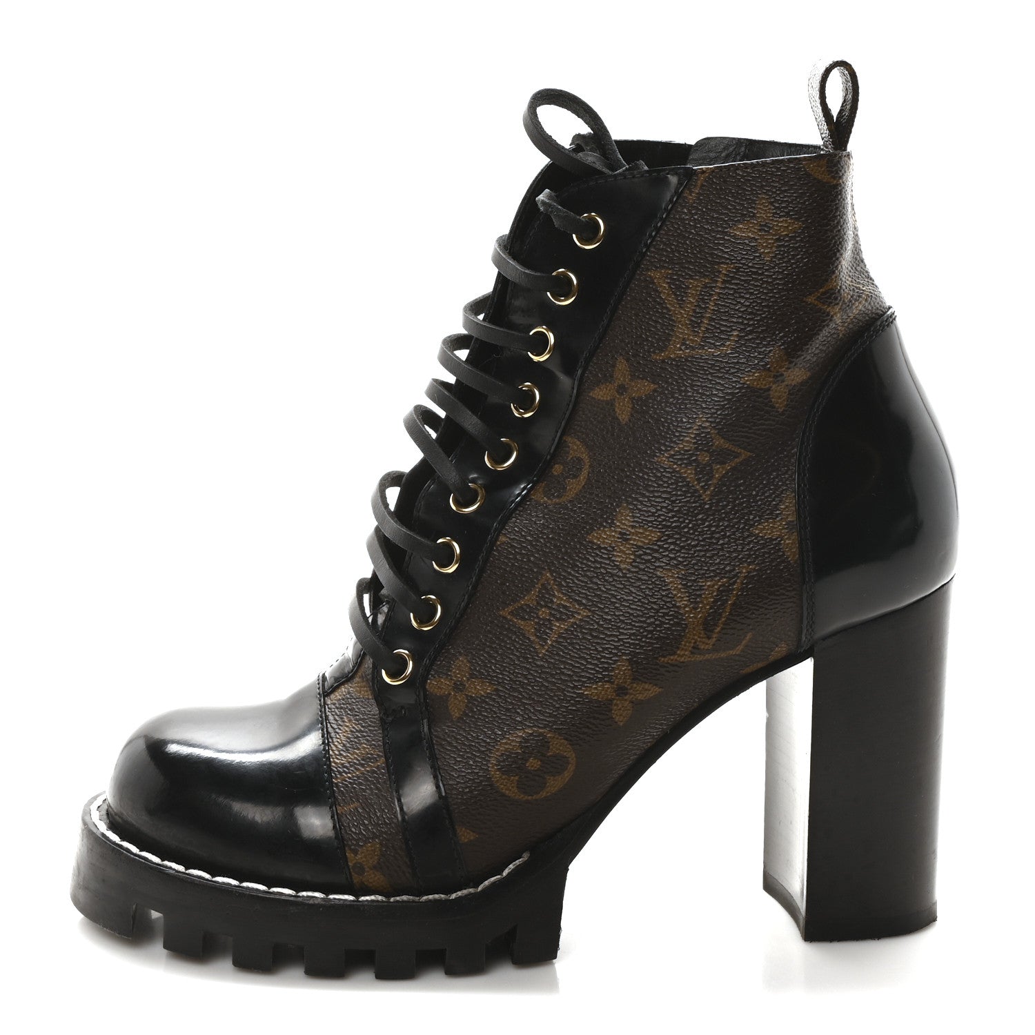Louis Vuitton Patent Calfskin Monogram Star Trail Ankle Boots 38.5 Black 1 of 9