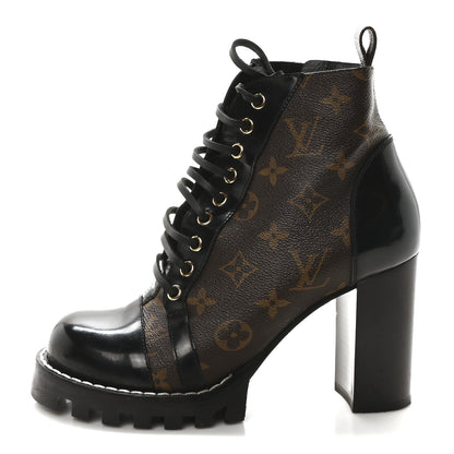 Louis Vuitton Patent Calfskin Monogram Star Trail Ankle Boots 38.5 Black 1 of 9