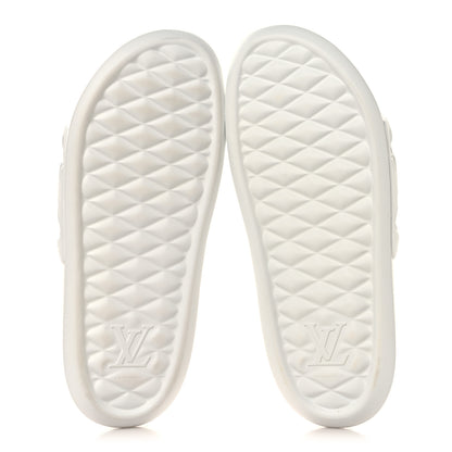 Louis Vuitton Rubber Embossed Monogram Mens Waterfront Mules 11 White 6 of 8